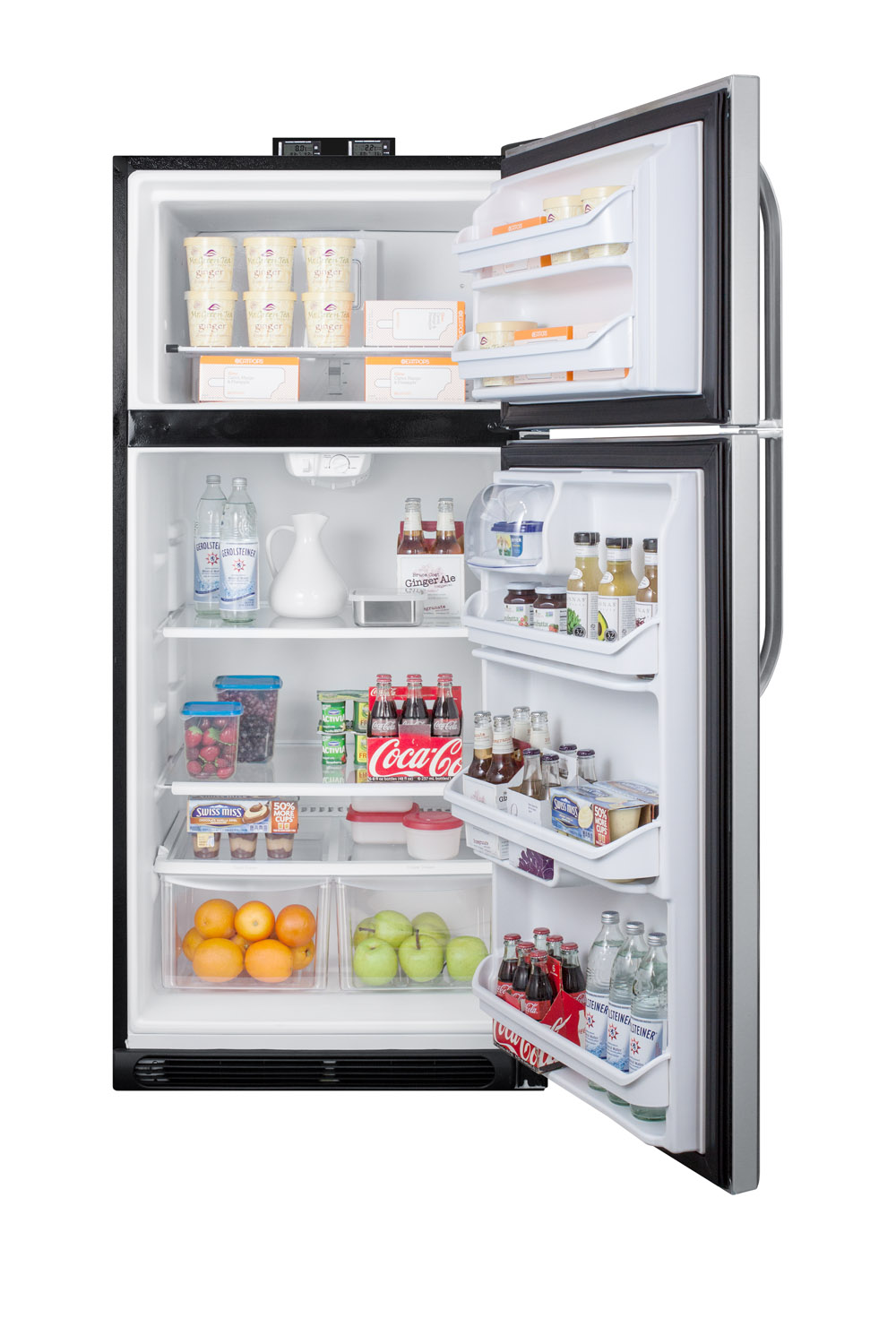 18 cu.ft. break room refrigerator-freezer with factory-installed NIST calibrated alarm/thermometers